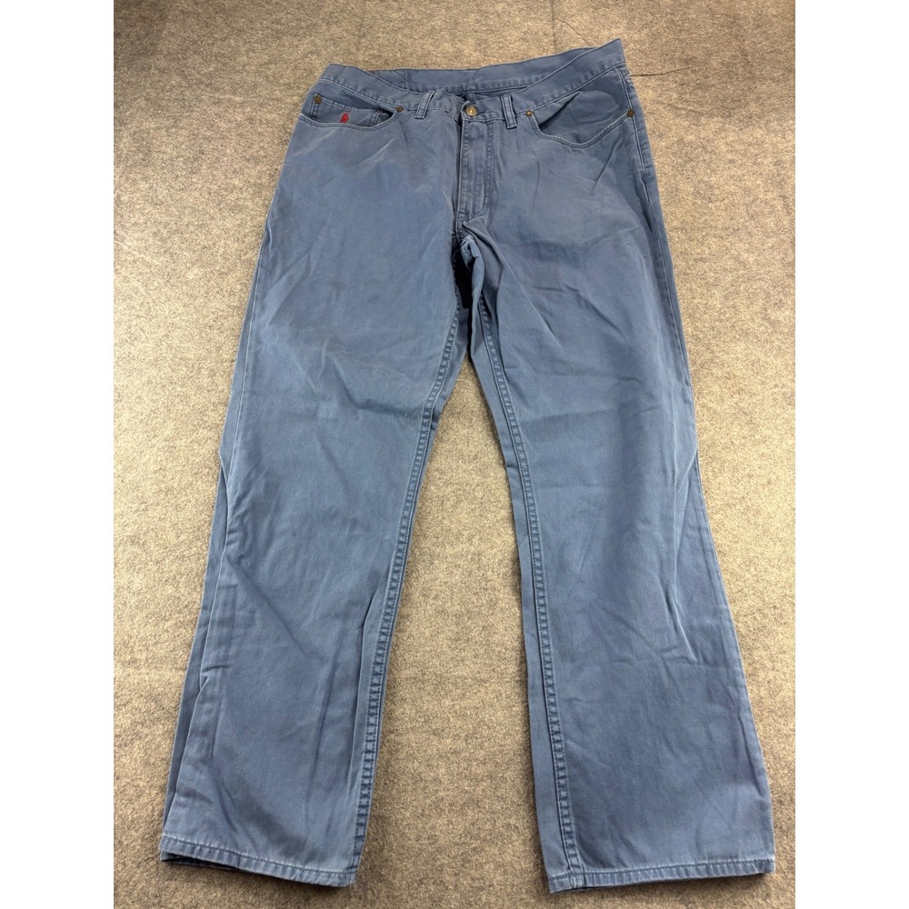 Polo Ralph Lauren Blue Twill Straight Leg Chino Pants Cotton Mens 36x30 Prep SEE